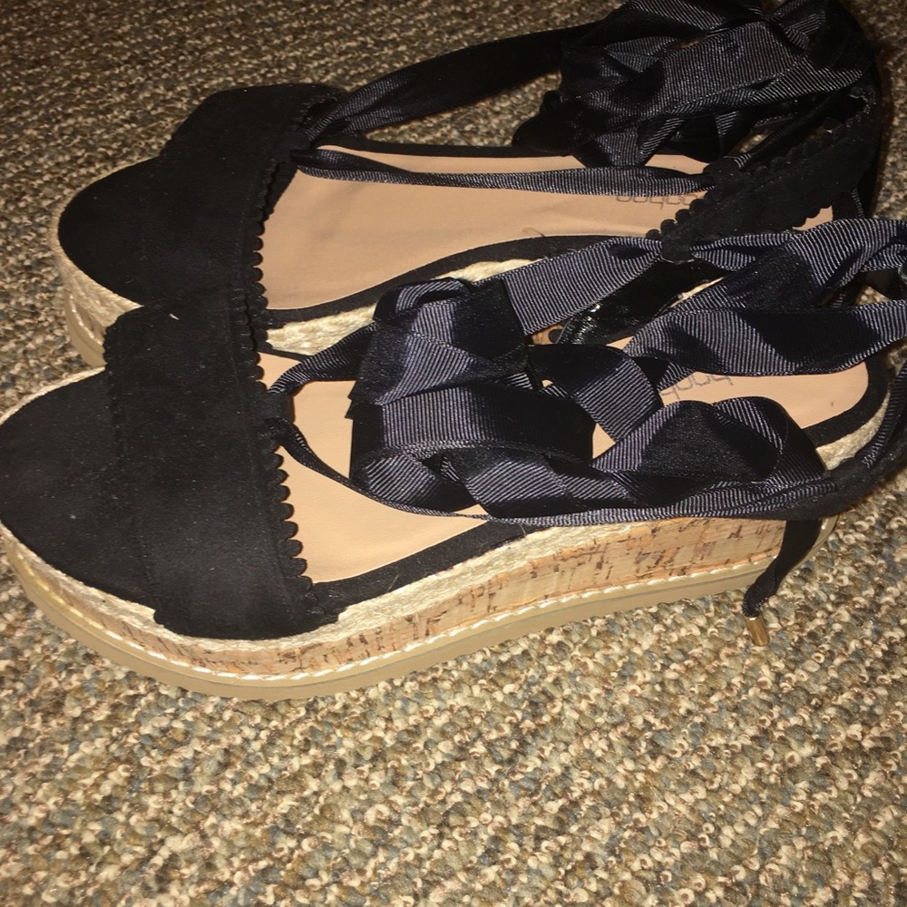 Strappy black platform sandals